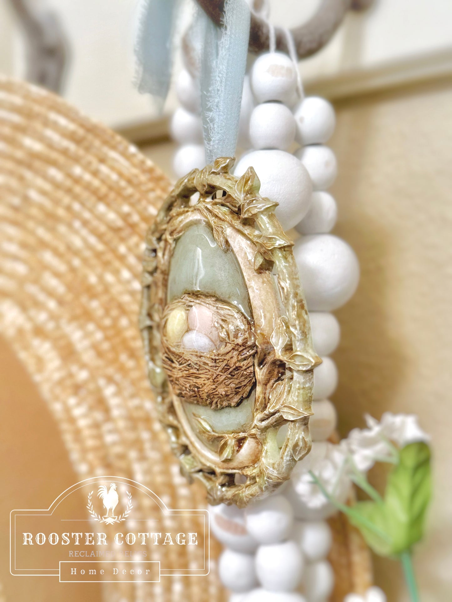 Ceramic Easter Egg Nest Ornament