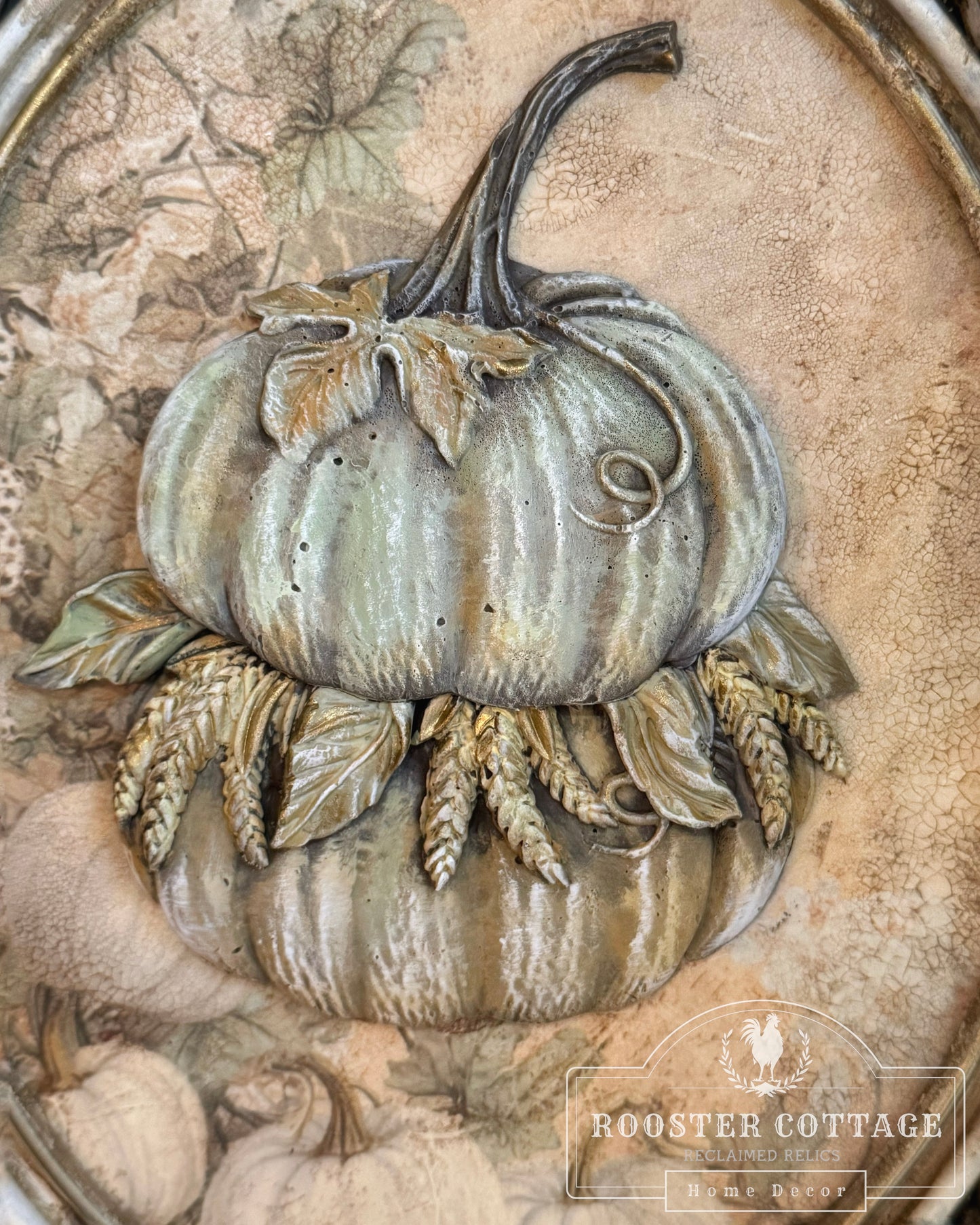 Fall Harvest Framed Stacked Pumpkins - Large