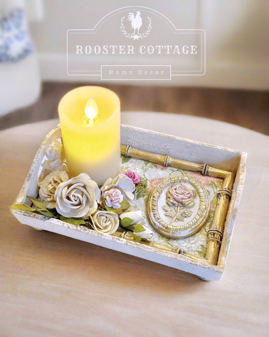 Small Wooden Floral / Bamboo Tray