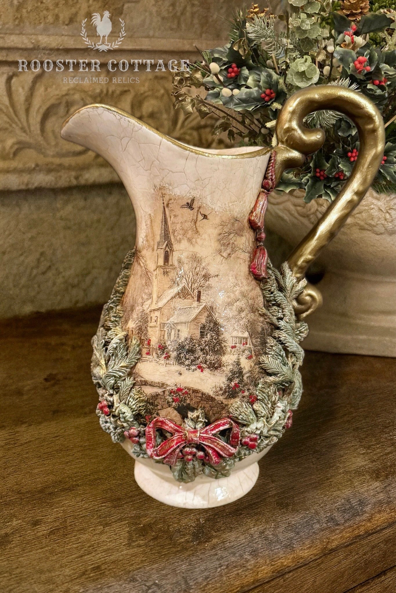 Vintage Winter Chapel Pitcher