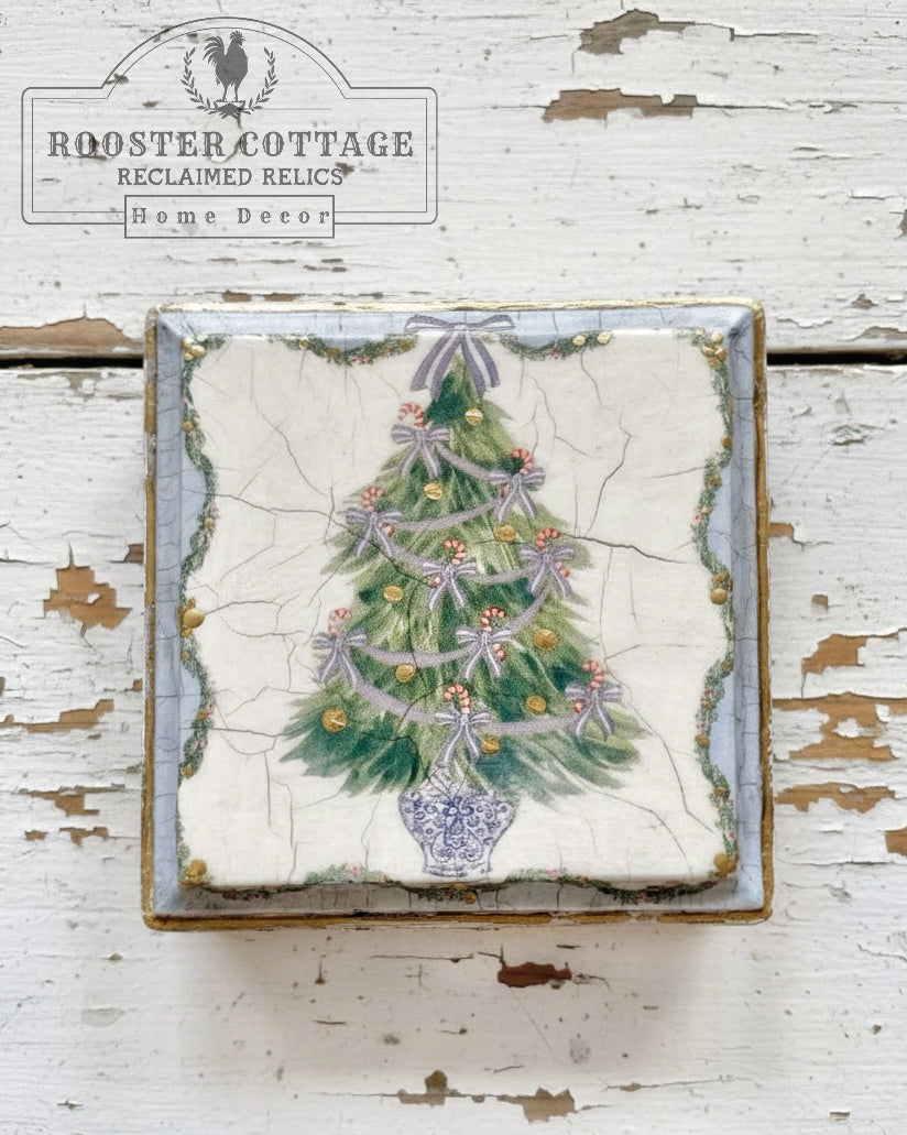 Vintage Christmas Tile Pedestal Riser