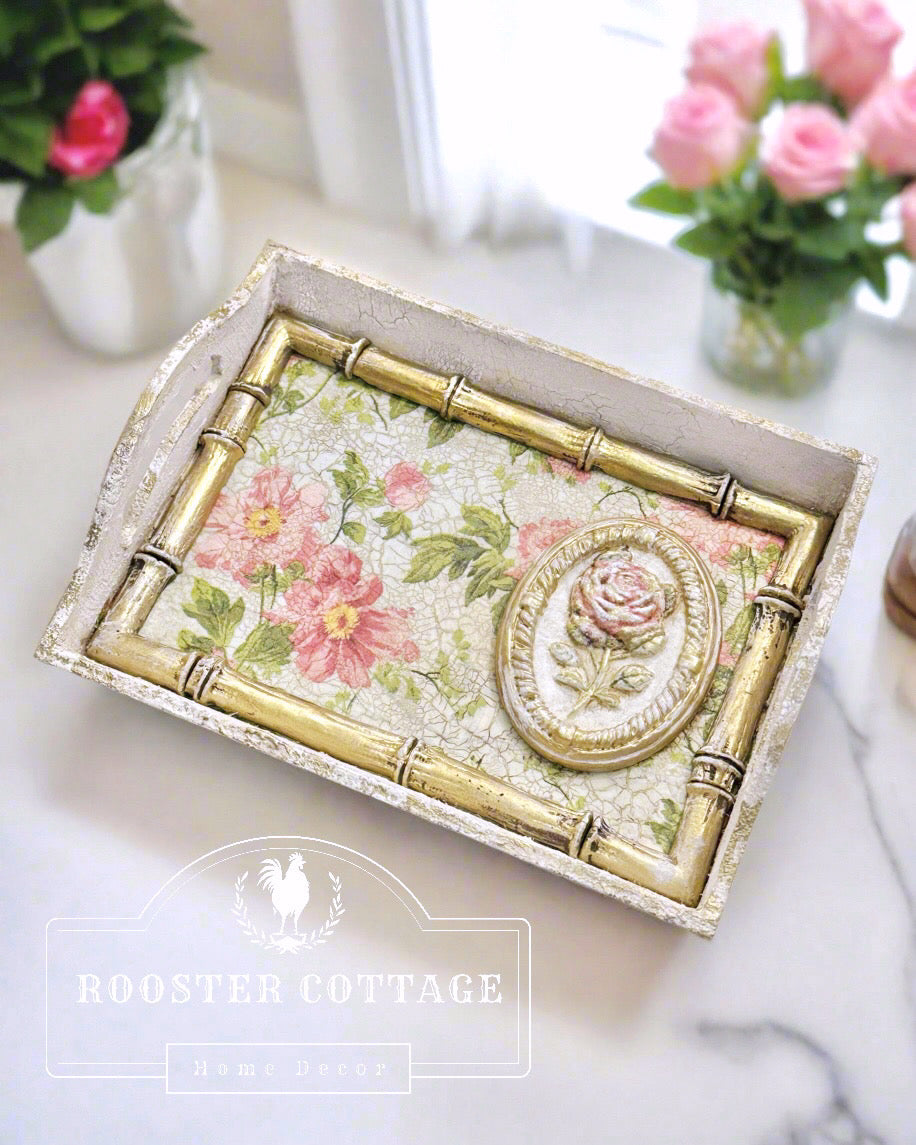 Small Wooden Floral / Bamboo Tray