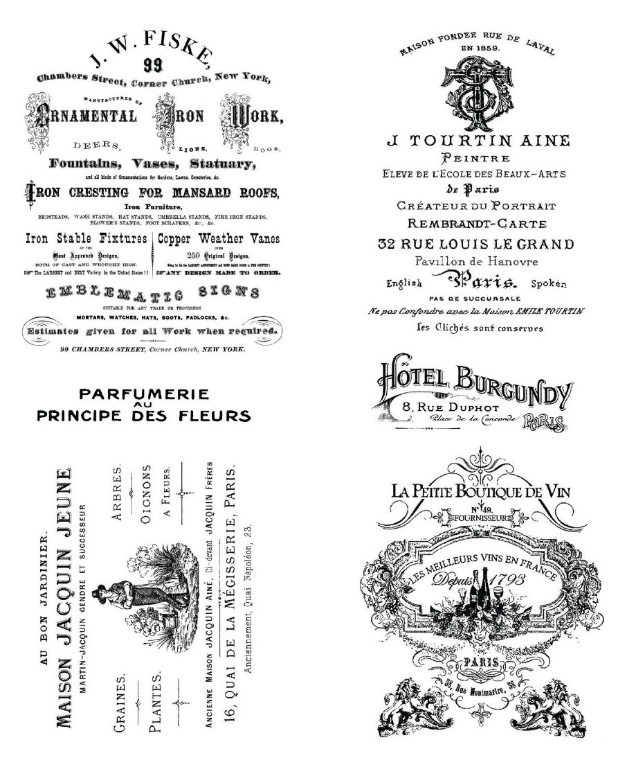 Vintage Parisian Advertising Clear Stamp Set