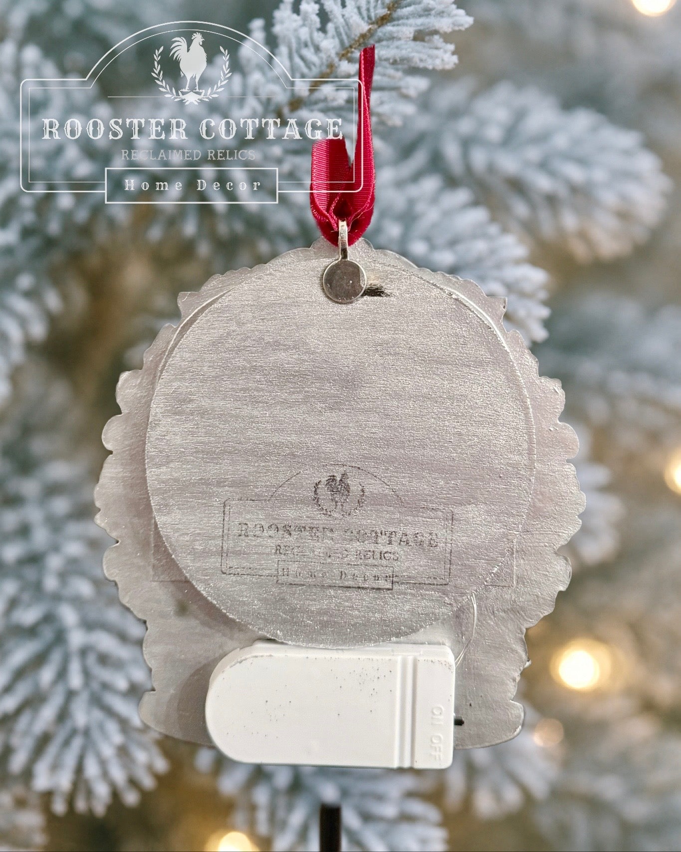 Snowy Cottage Snow Globe Ornament - Illuminated