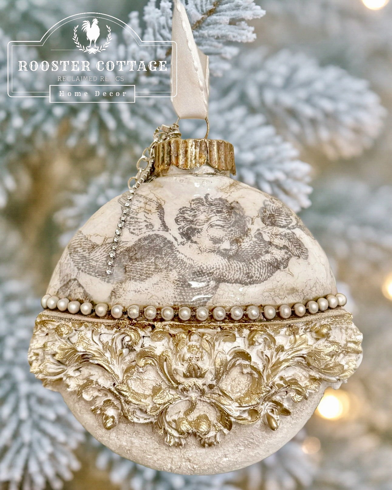 Jewel Adorned Cherub Ornament