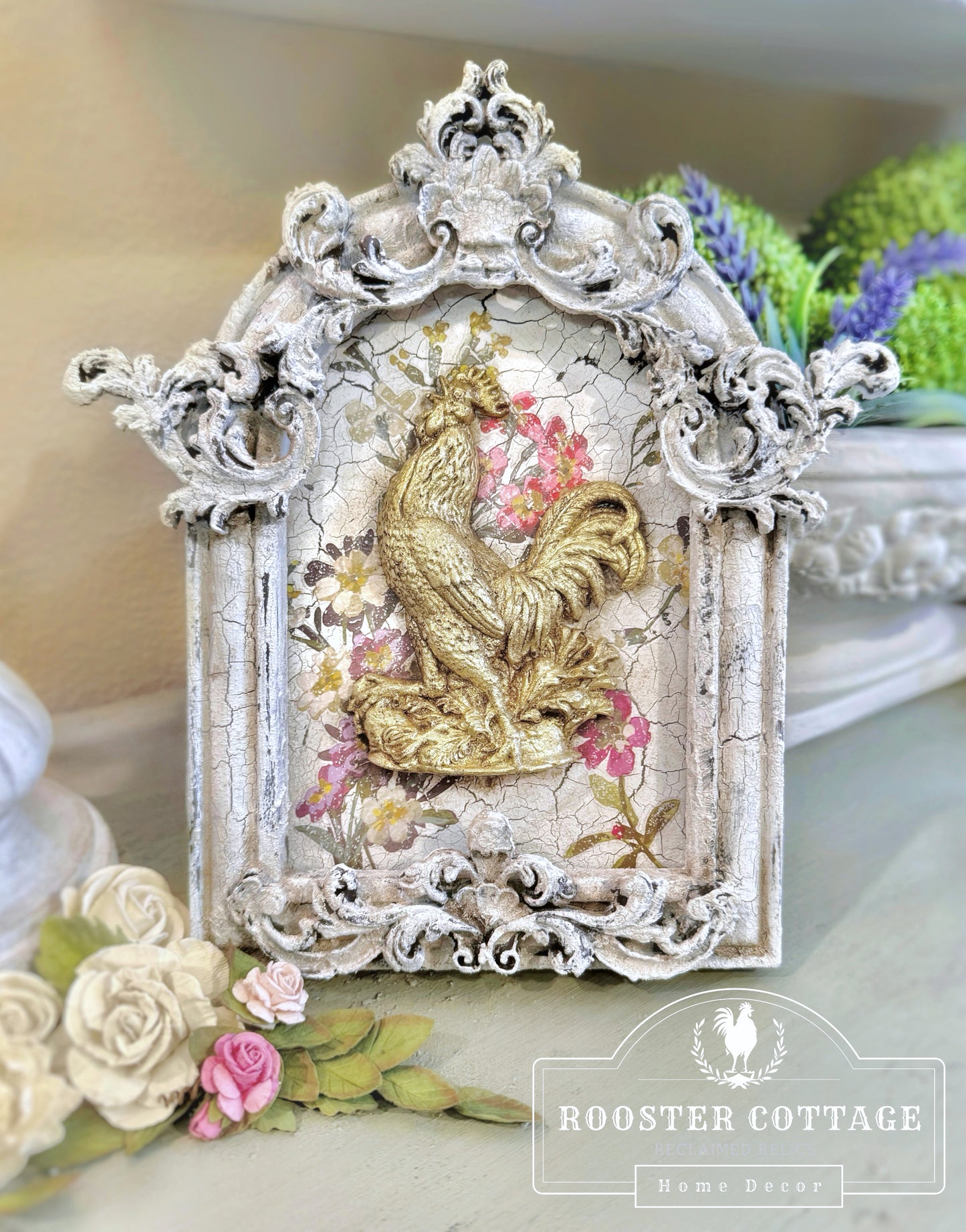 Ornate Gold Framed Rooster