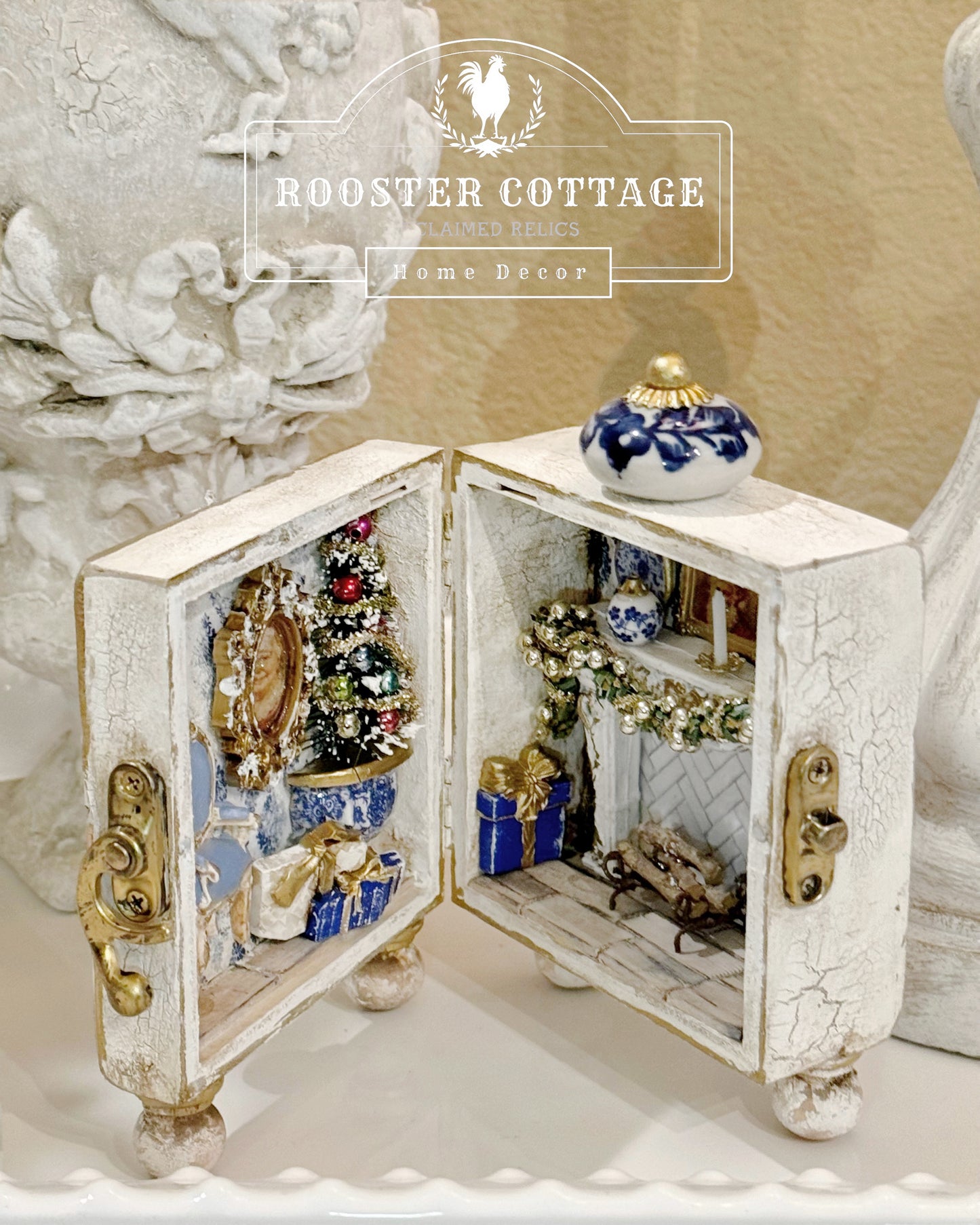 Blue & White Porcelain Christmas Diorama Box