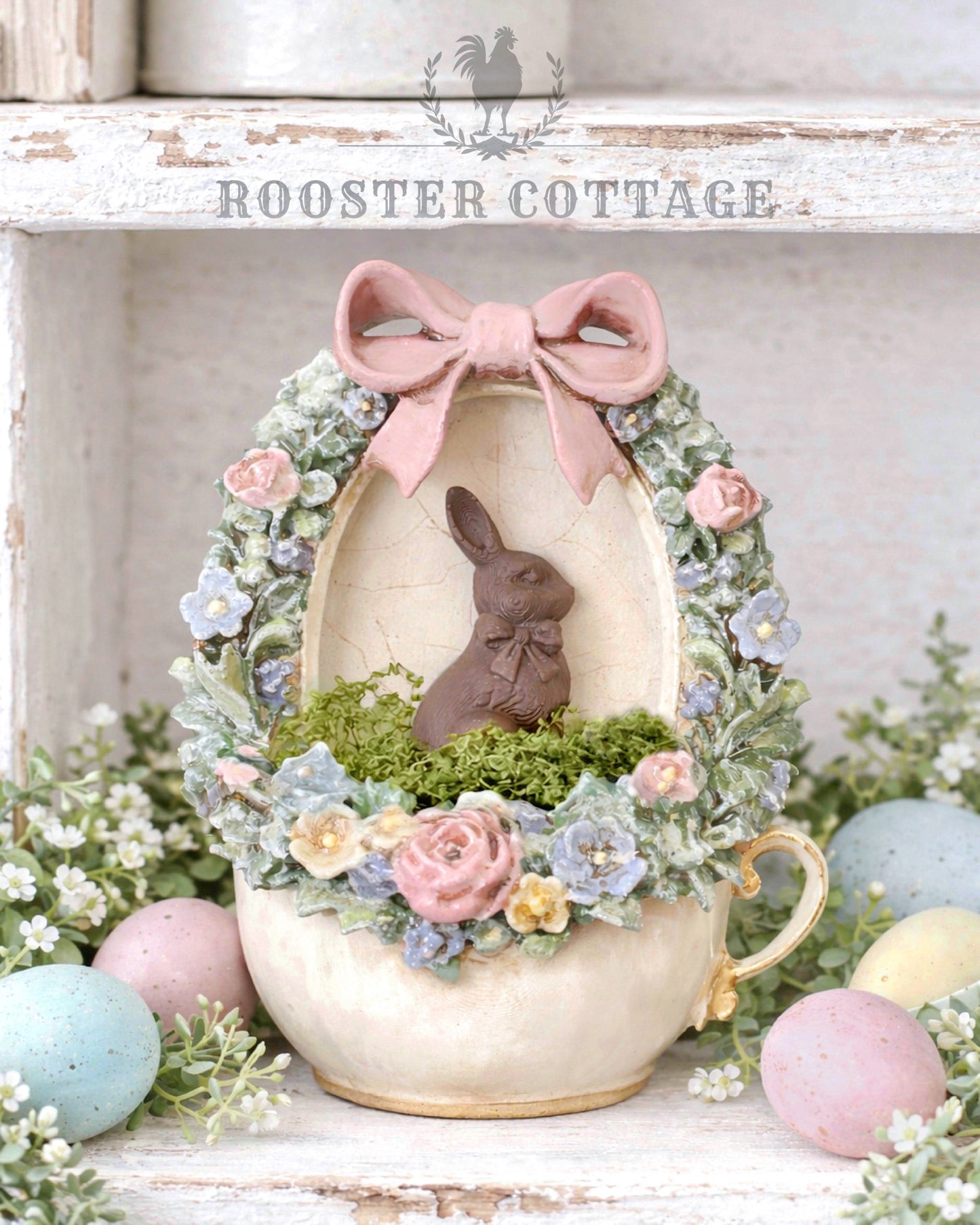 Spring Garden Bunny Teacup Ornament