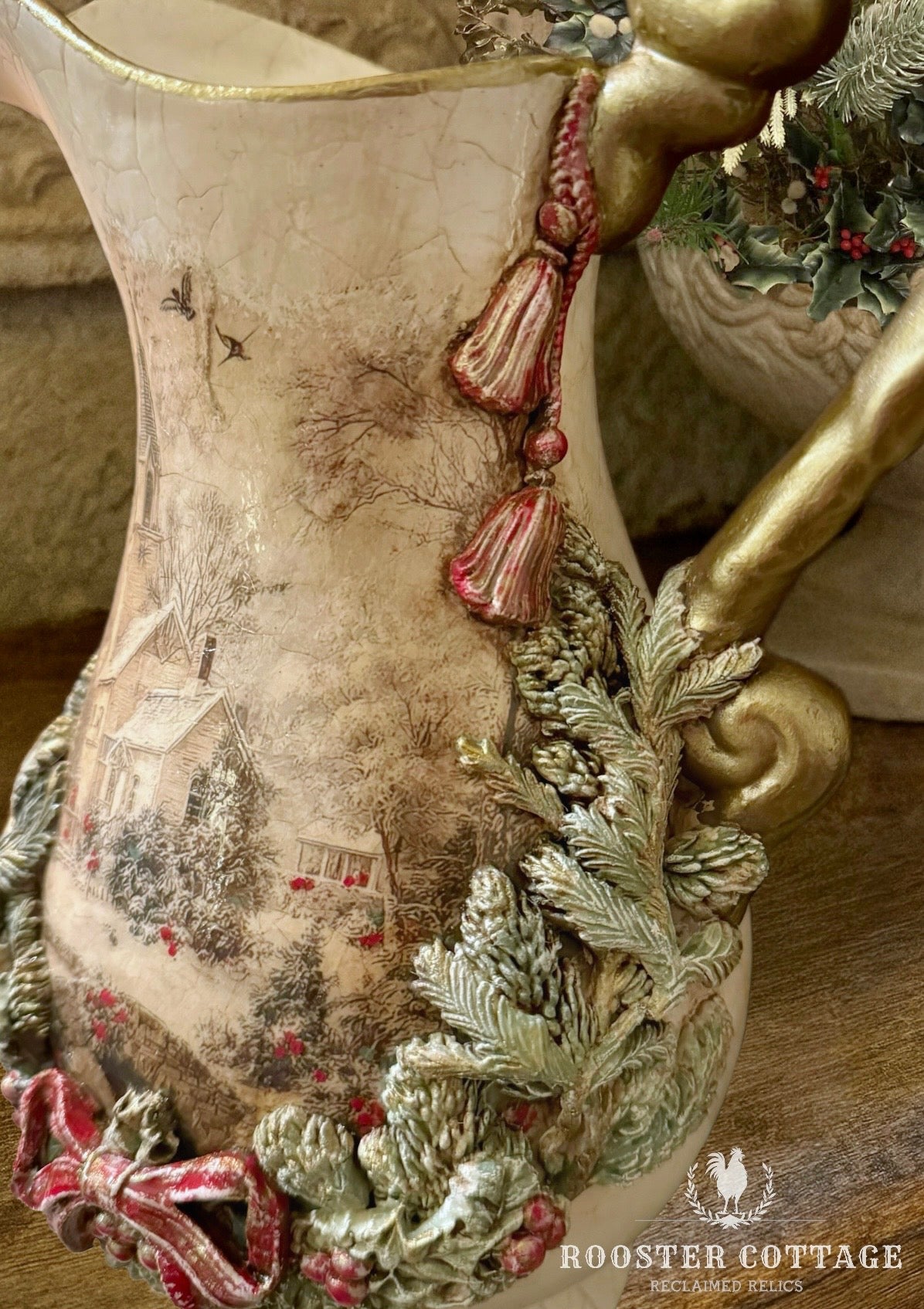 Vintage Winter Chapel Pitcher