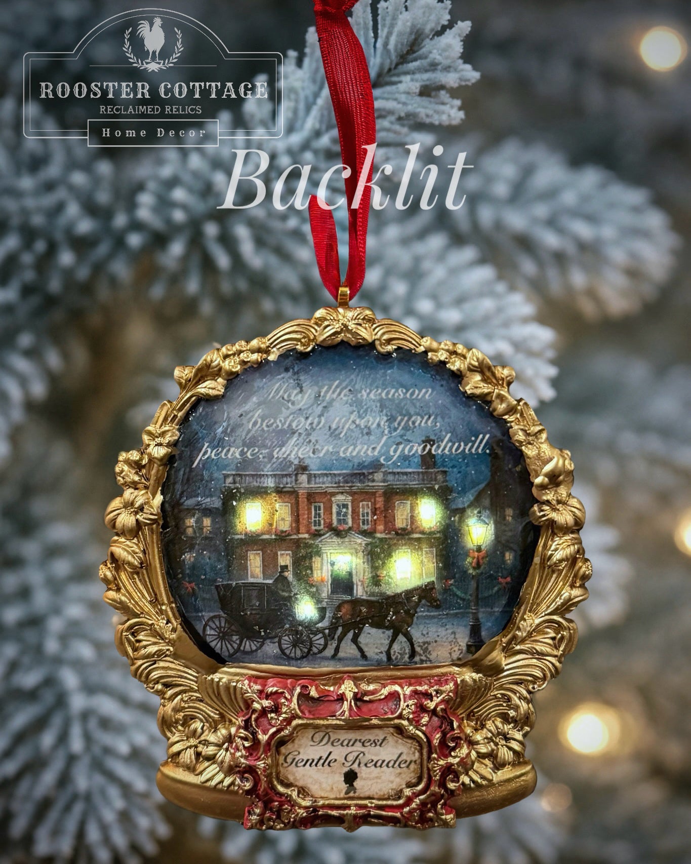 Dearest Gentle Reader Snow Globe Ornament - Illuminated