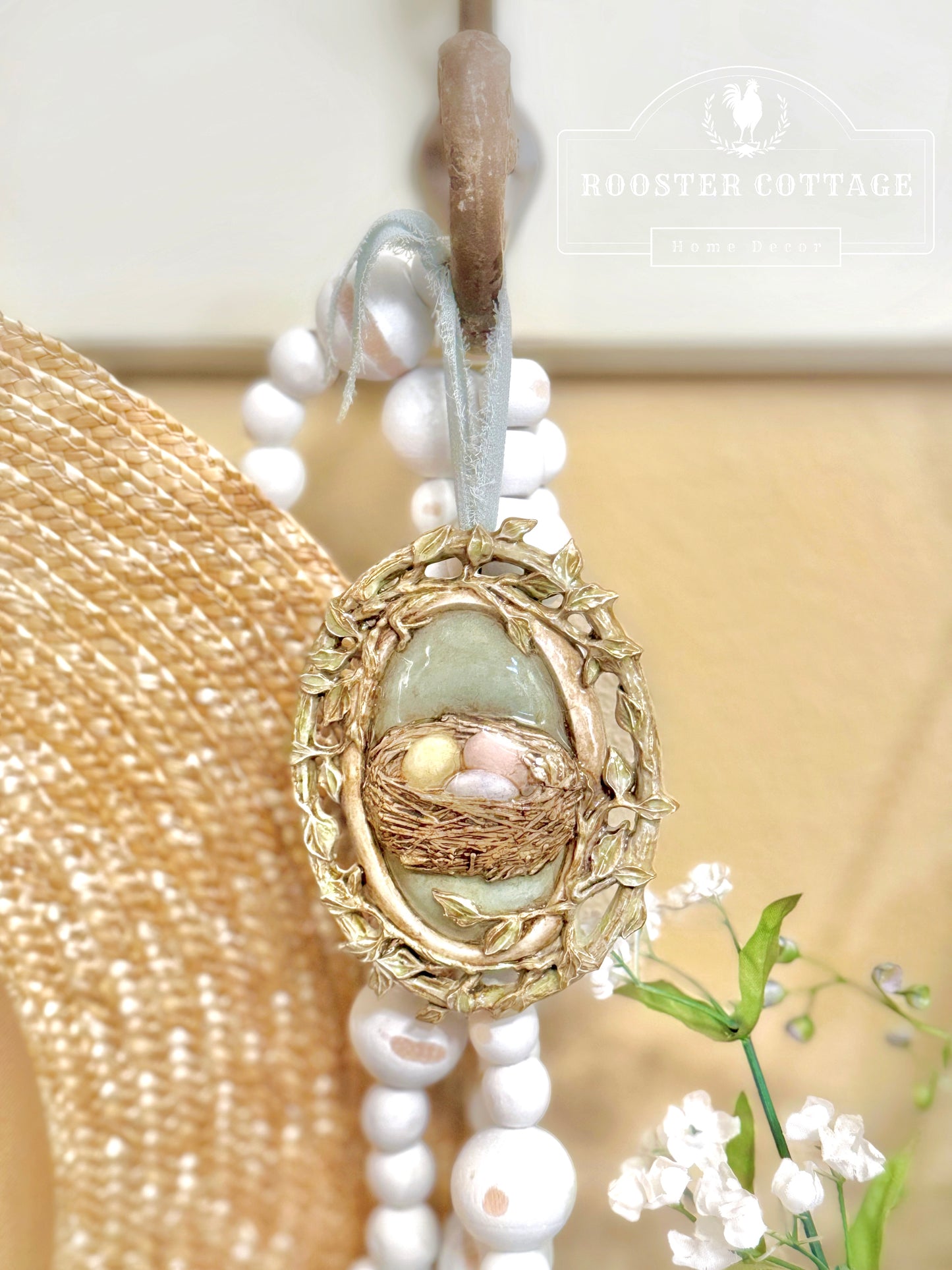 Ceramic Easter Egg Nest Ornament