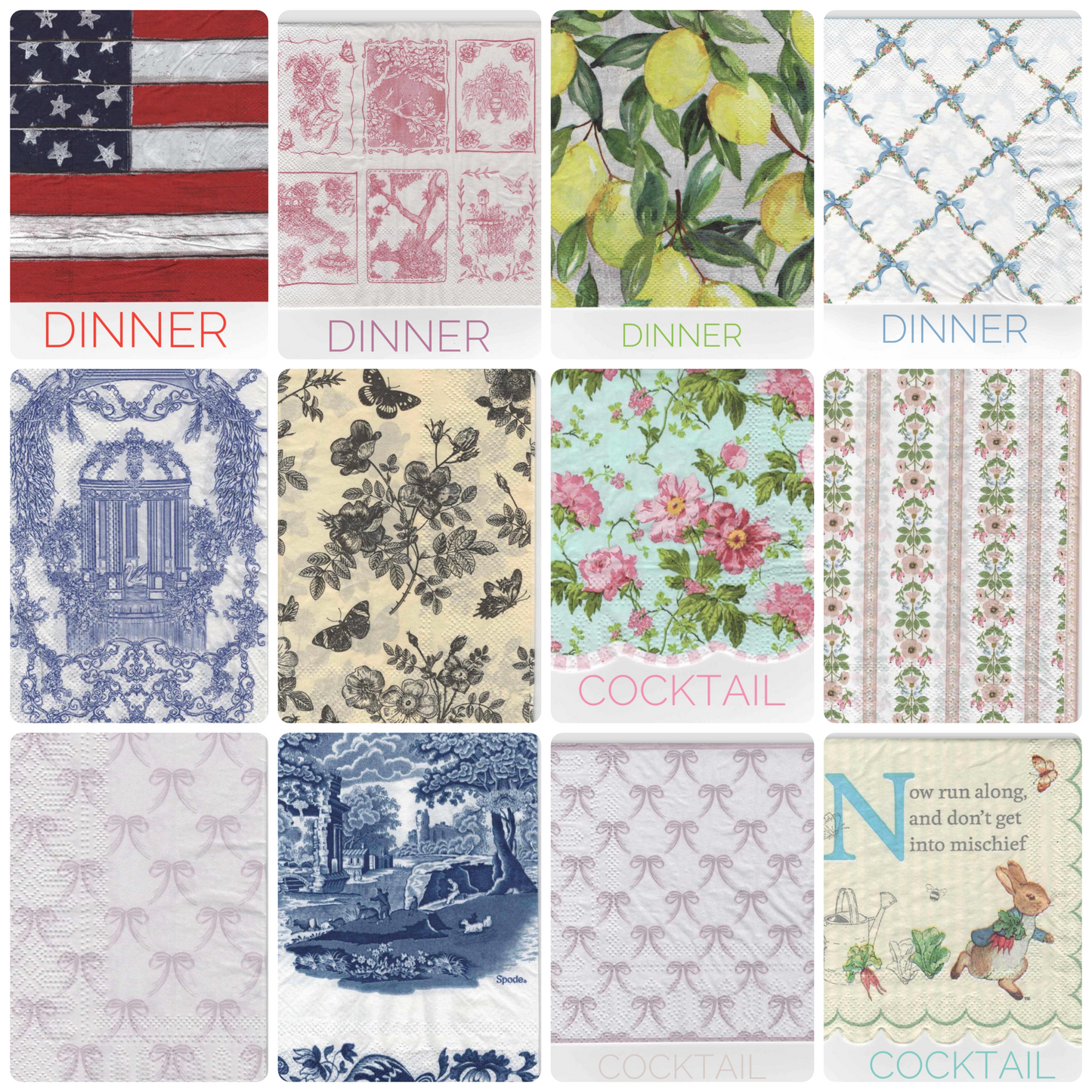 Curated Collection of 26 Decoupage Napkins