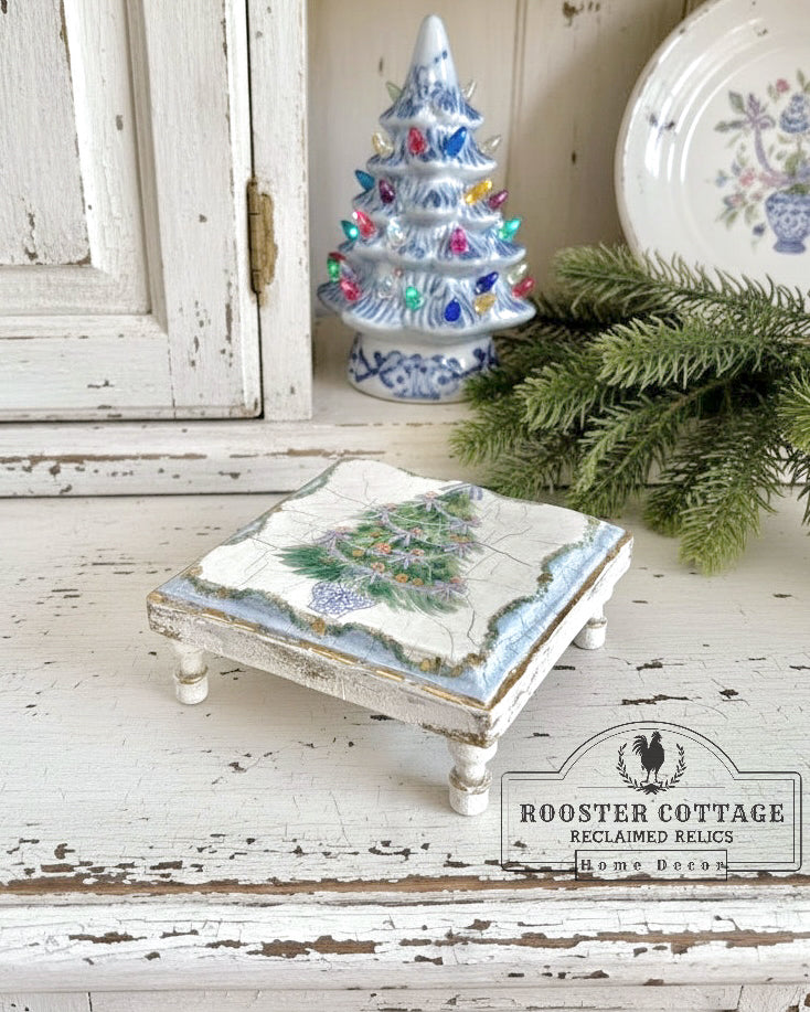 Vintage Christmas Tile Pedestal Riser