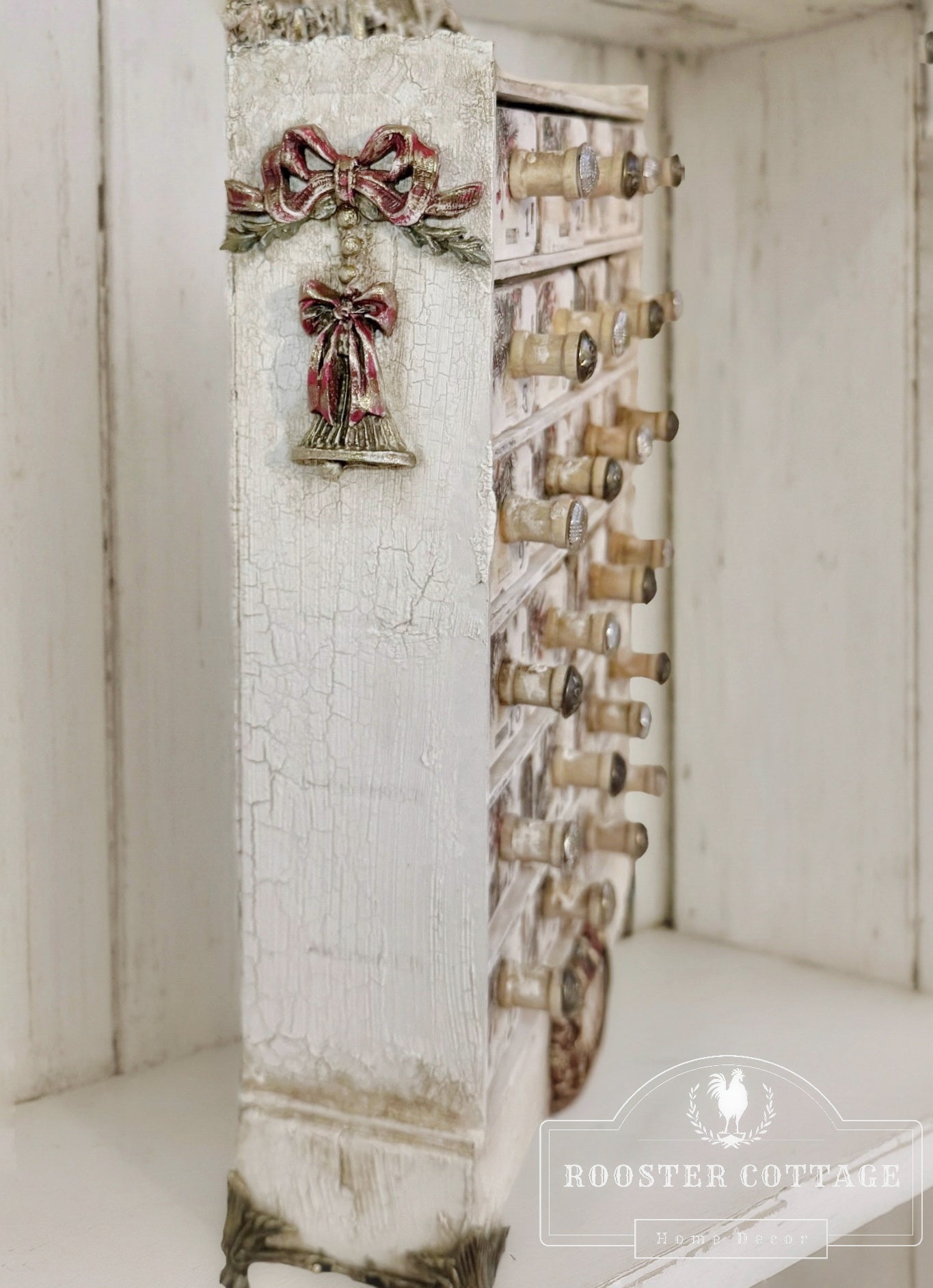 Vintage Winter Pines Wooden Advent Calendar Box