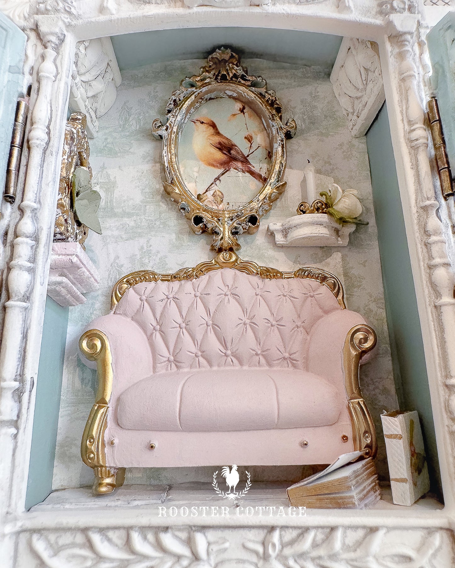 Illuminated Songbird Parlor Petite Vignette Cabinet