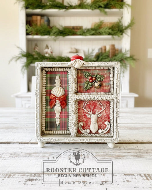 Vintage Christmas Plaid Diorama Box