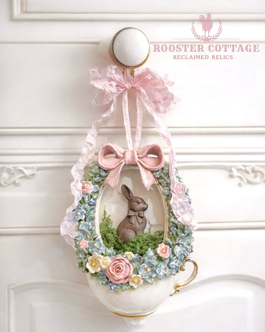 Spring Garden Bunny Teacup Ornament