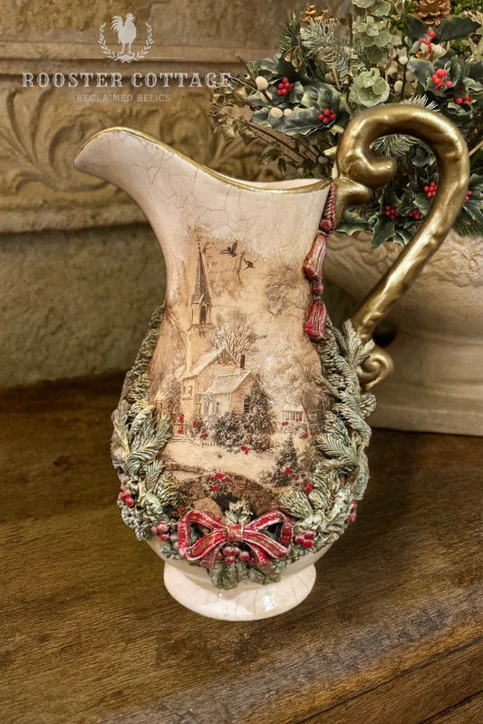 Vintage Winter Chapel Pitcher