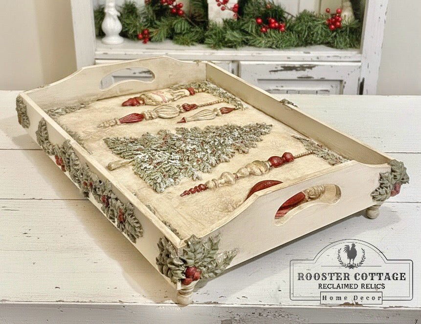 Large Victorian Ornament Christmas Decorative Tray