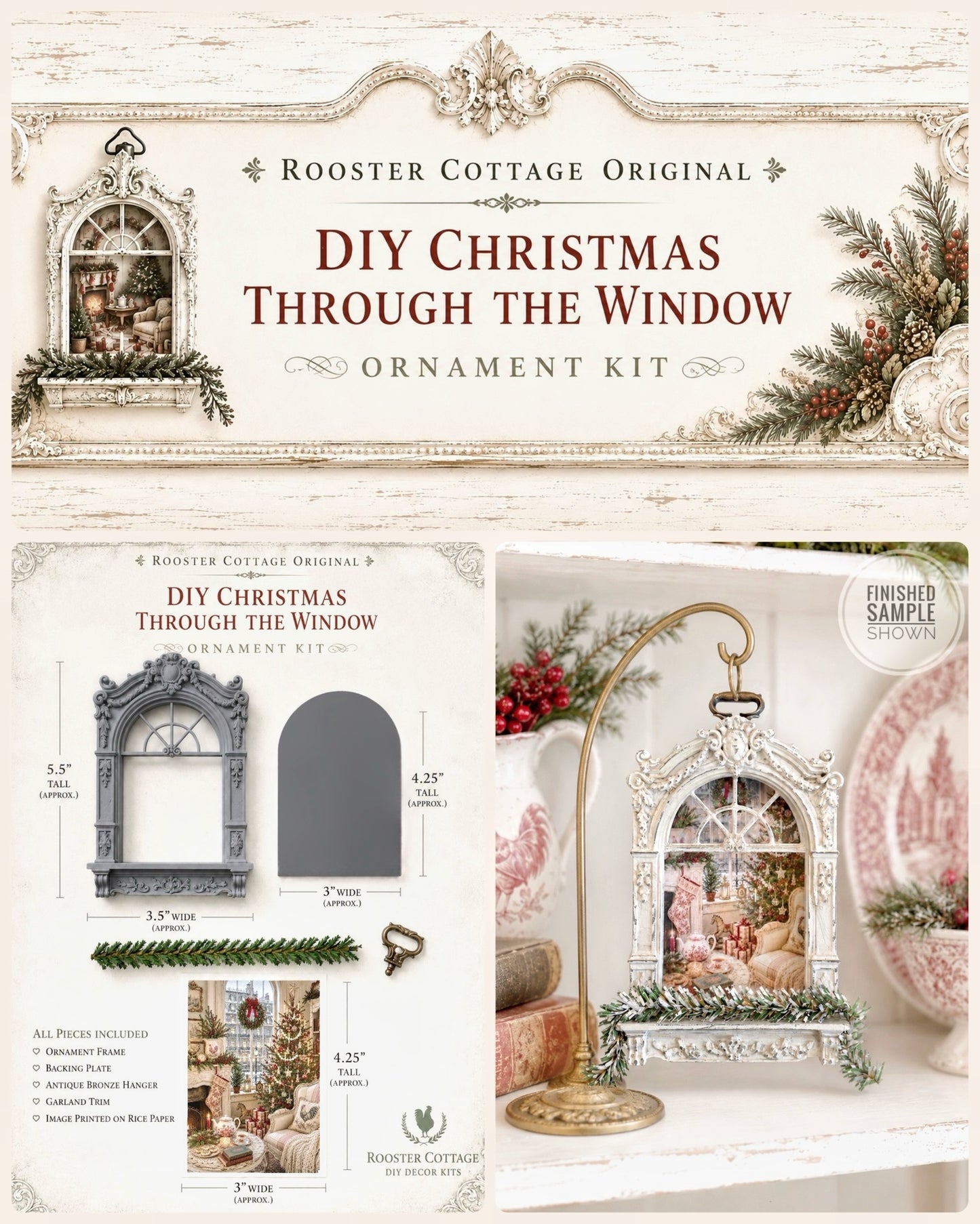DIY Christmas Through the Window Ornament Kit (Unfinished)