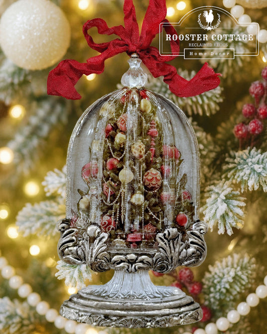 Silver Gilded Christmas Tree Cloche Ornament