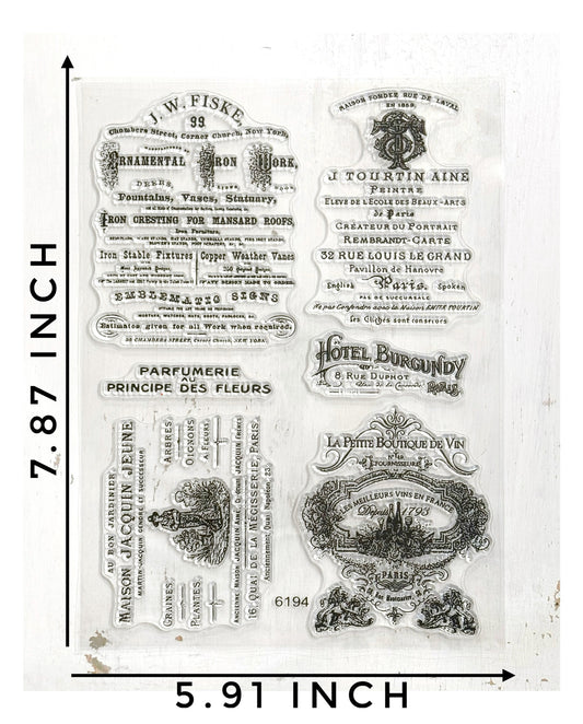 Vintage Parisian Advertising Clear Stamp Set