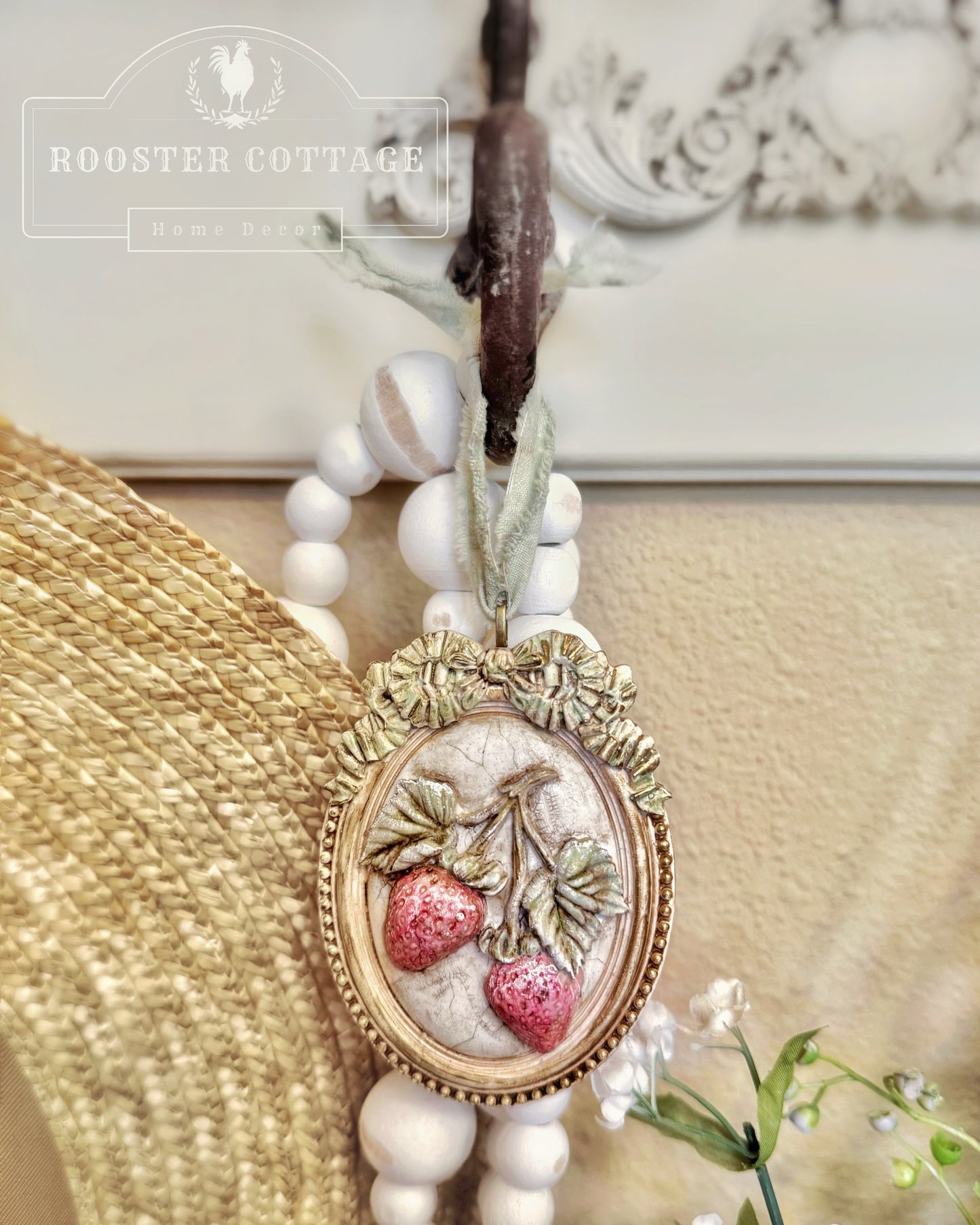Framed Botanical Strawberry Ornament