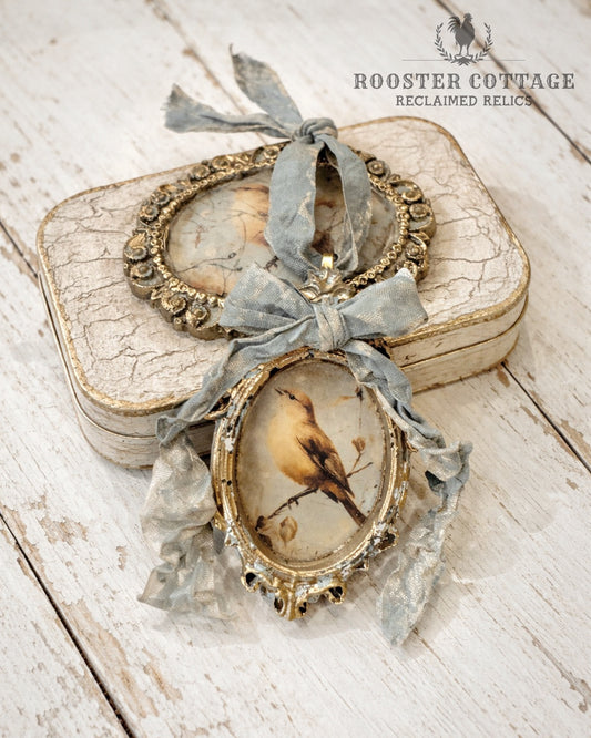 Vintage Bird Ornament with Metal Keepsake Tin