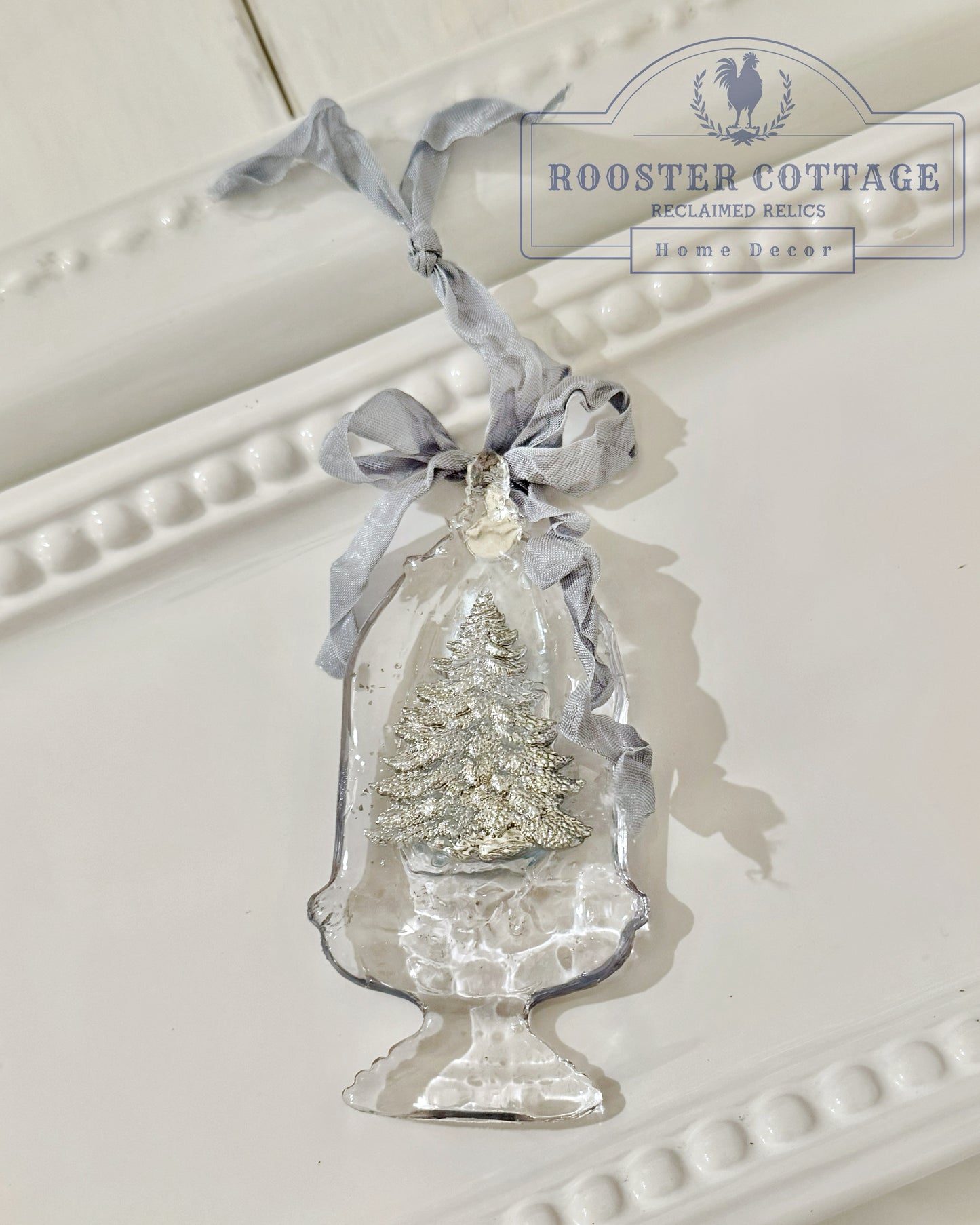 Melting Ice Cloche Ornament with Silver Tree