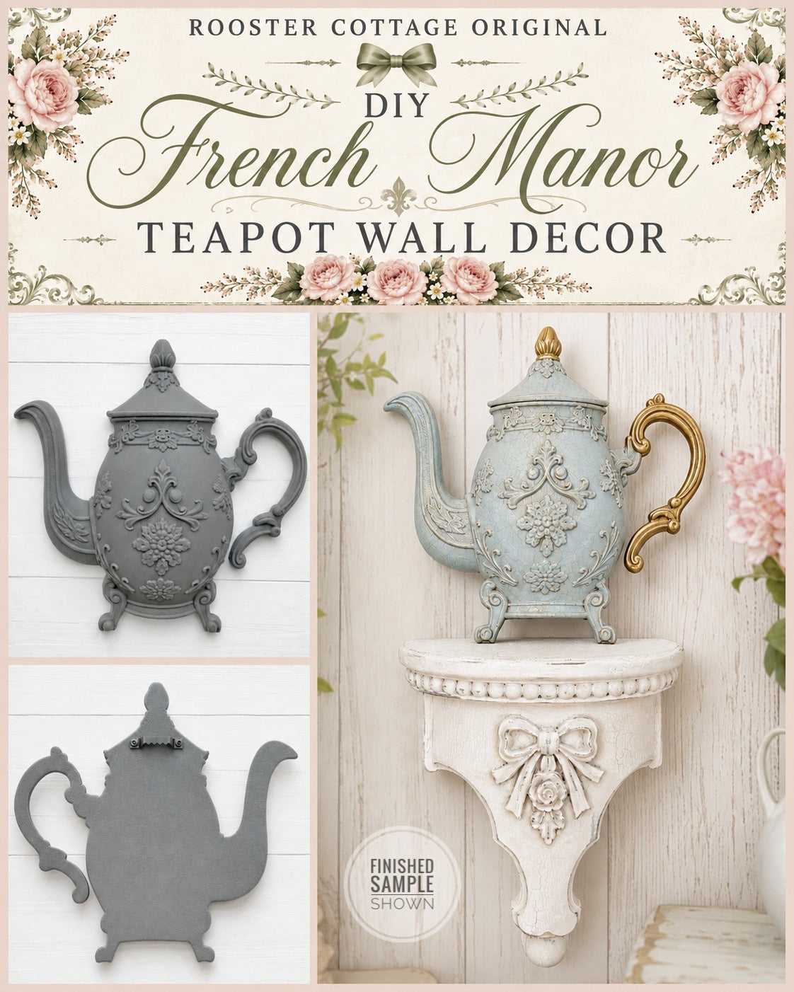 DIY French Manor Teapot Wall Decor (Unfinished)