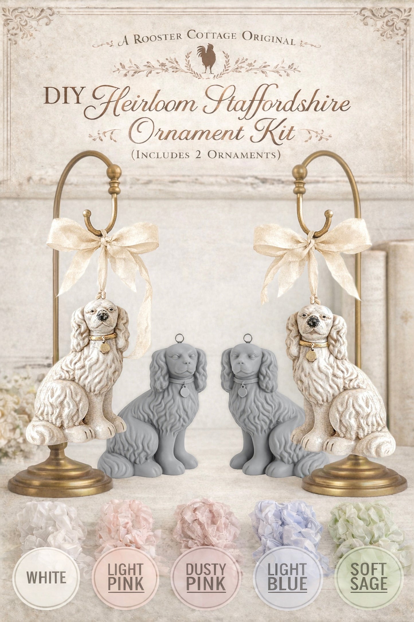 DIY Heirloom Staffordshire Ornament Kit (Set of 2 Ornaments)