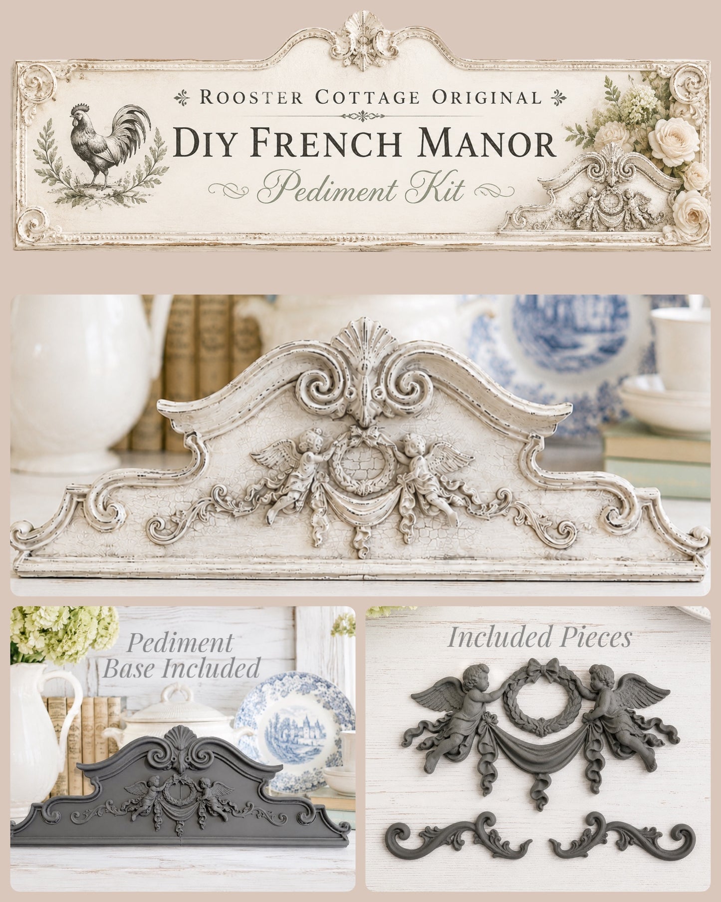 DIY French Manor Pediment Kit (Unfinished)