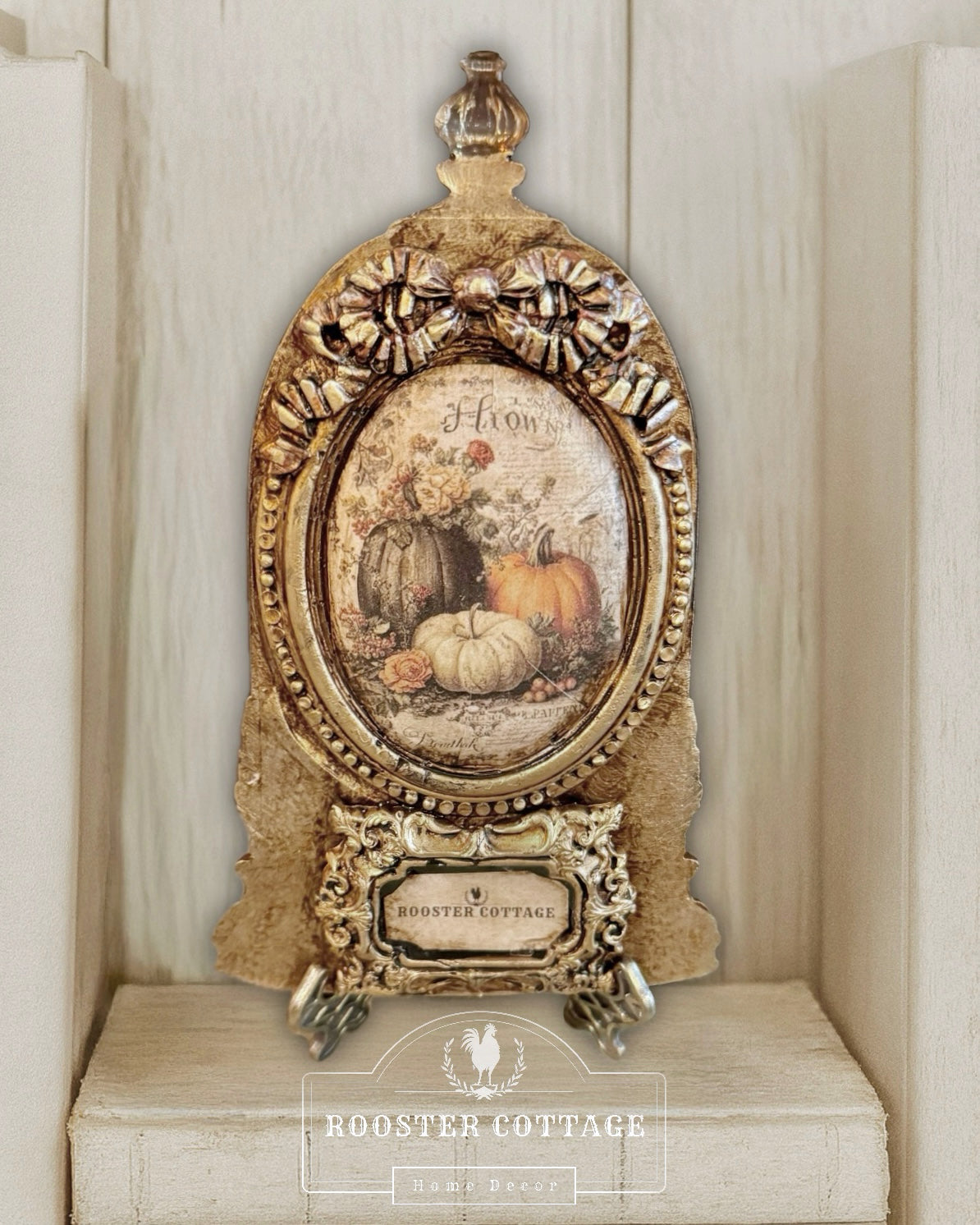 Autumn Tabletop Cloche with Metal Easel