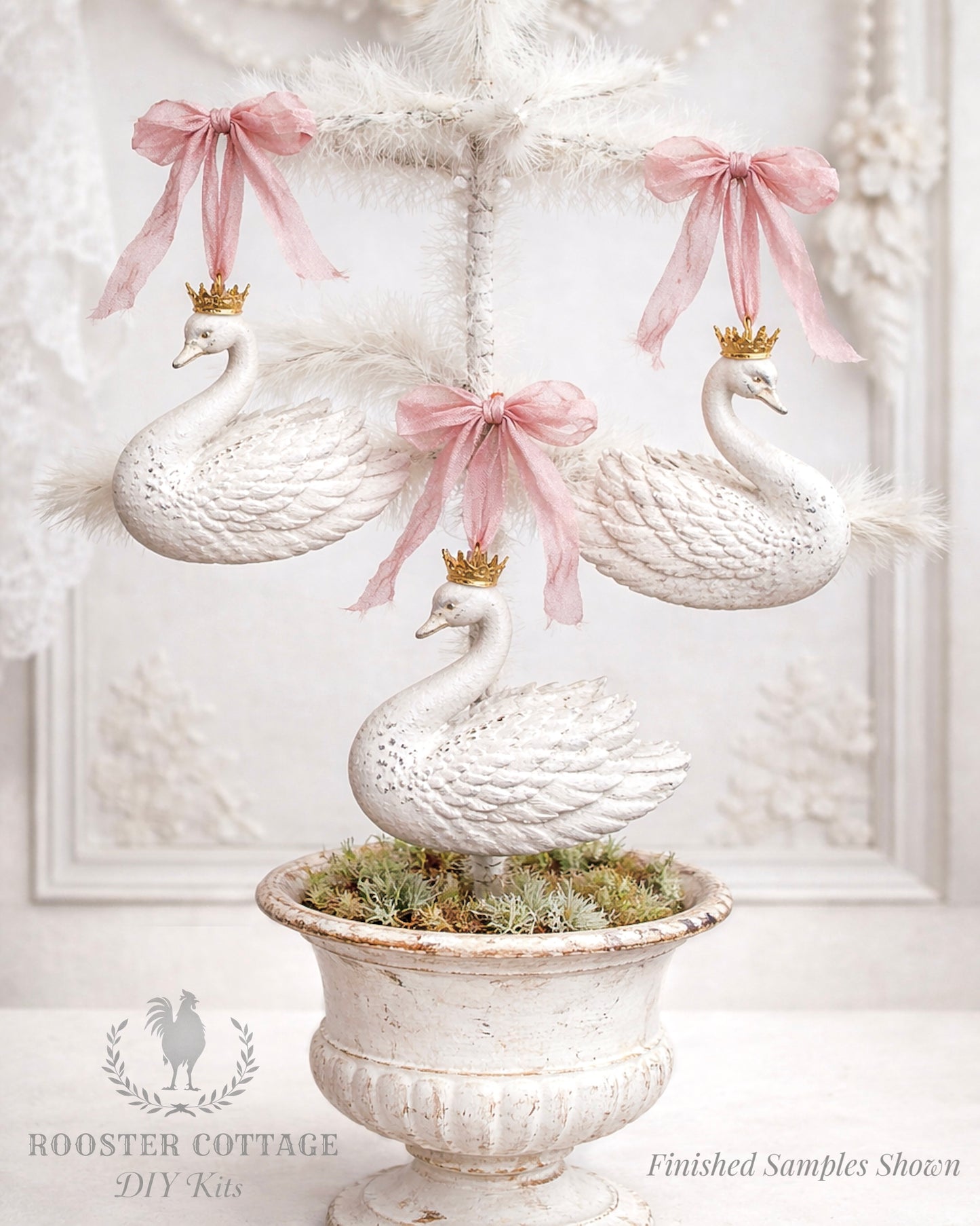 DIY Crowned Swan Ornament Kit / Set of 3 (Unfinished)