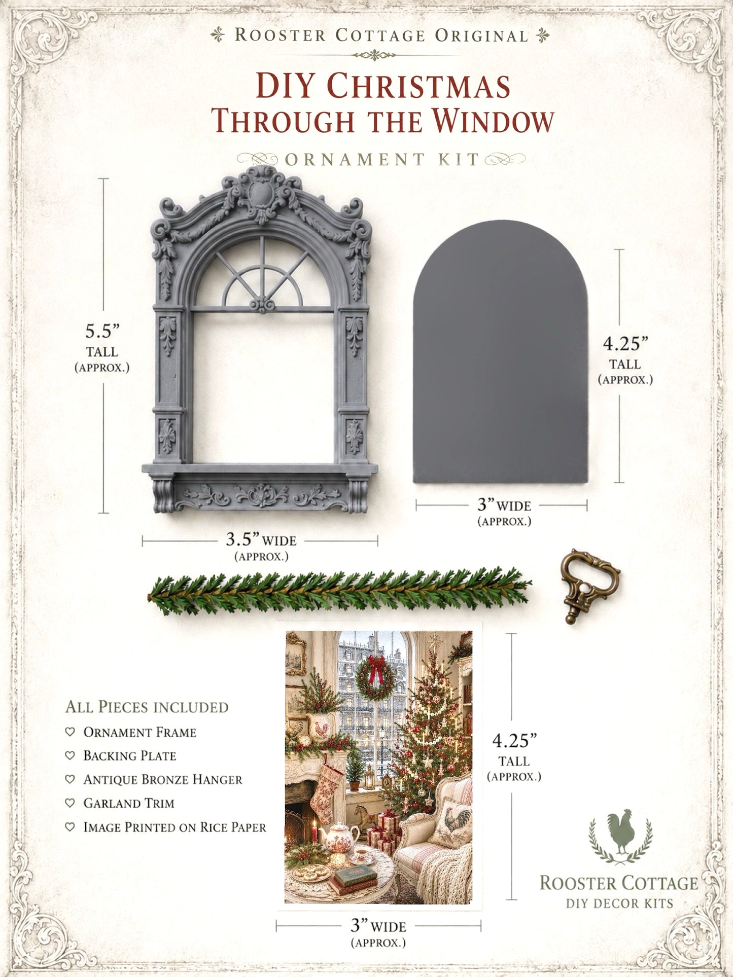 DIY Christmas Through the Window Ornament Kit (Unfinished)