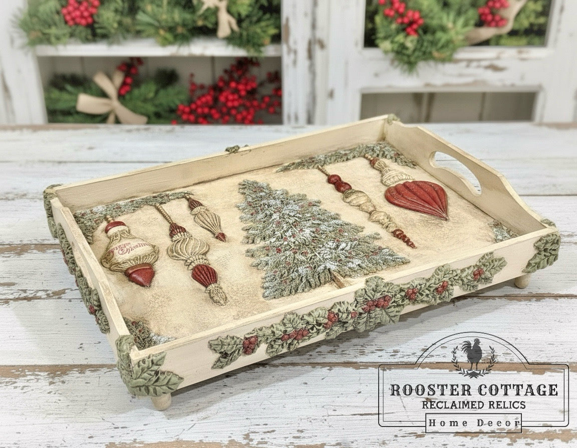 Large Victorian Ornament Christmas Decorative Tray