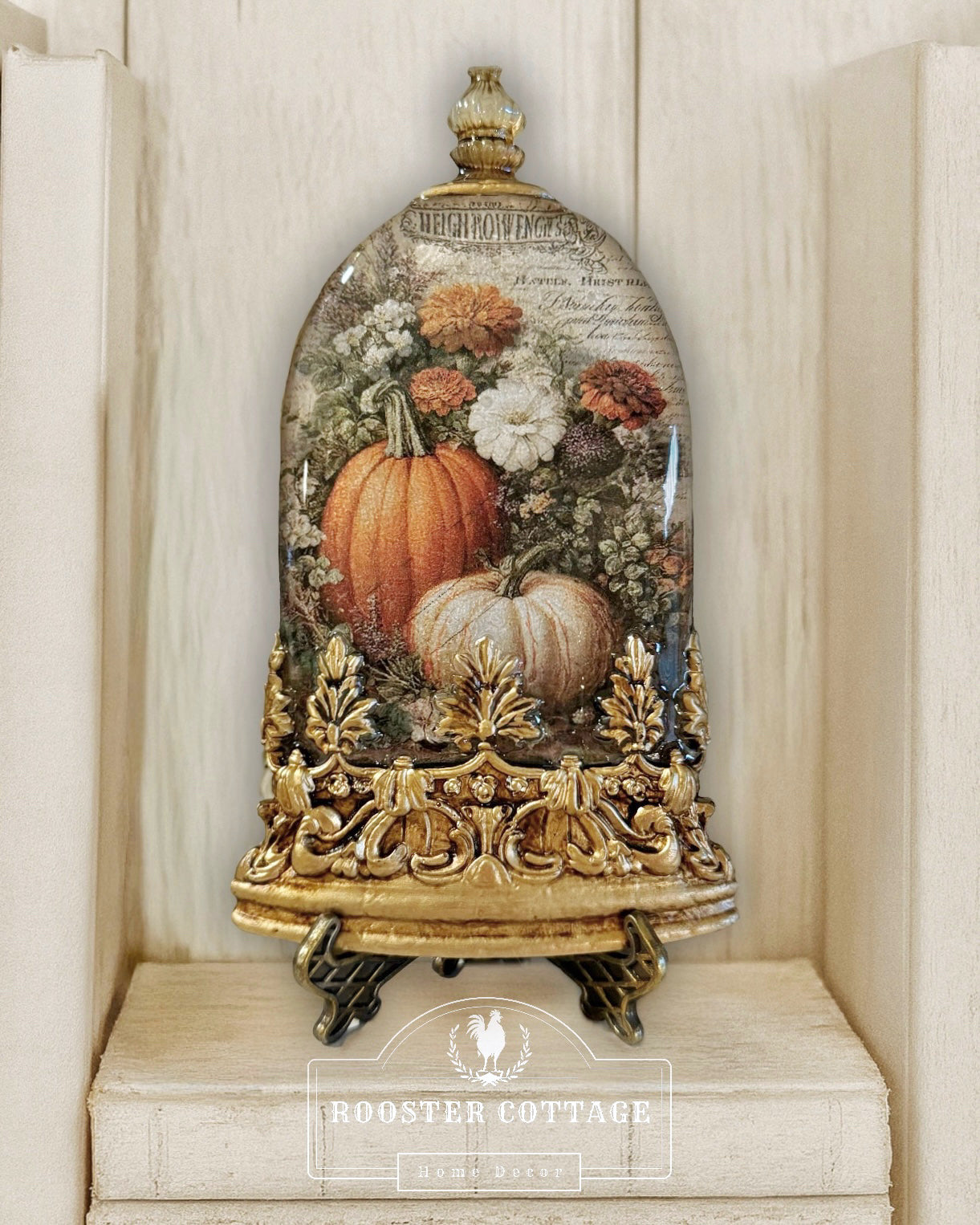 Autumn Tabletop Cloche with Metal Easel