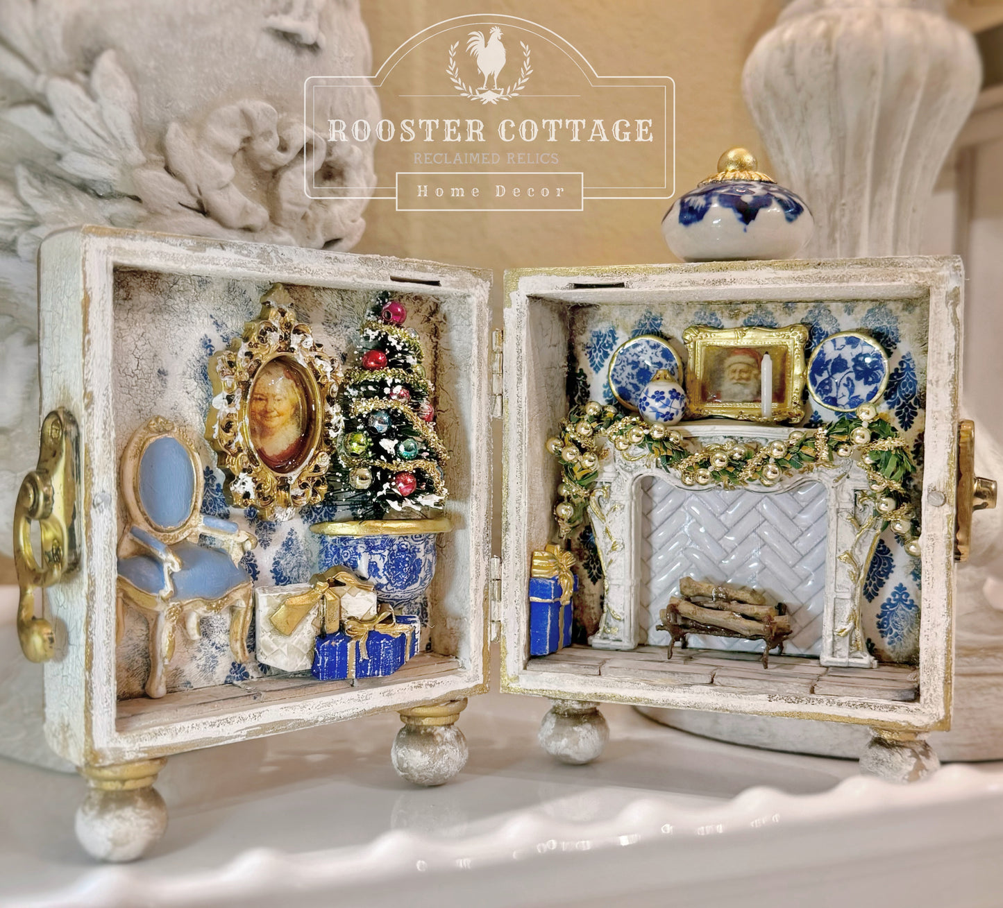 Blue & White Porcelain Christmas Diorama Box