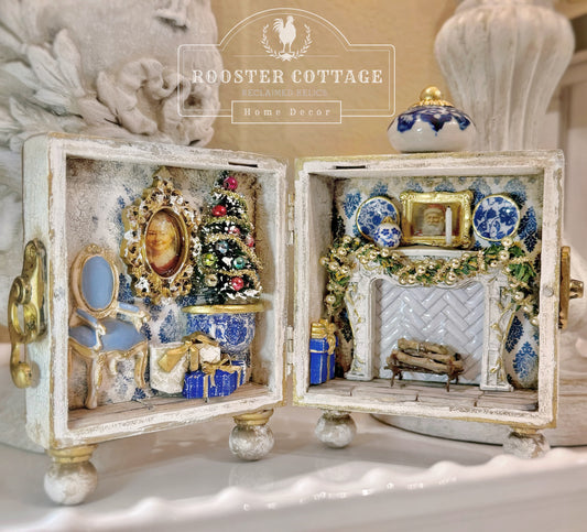 Blue & White Porcelain Christmas Diorama Box