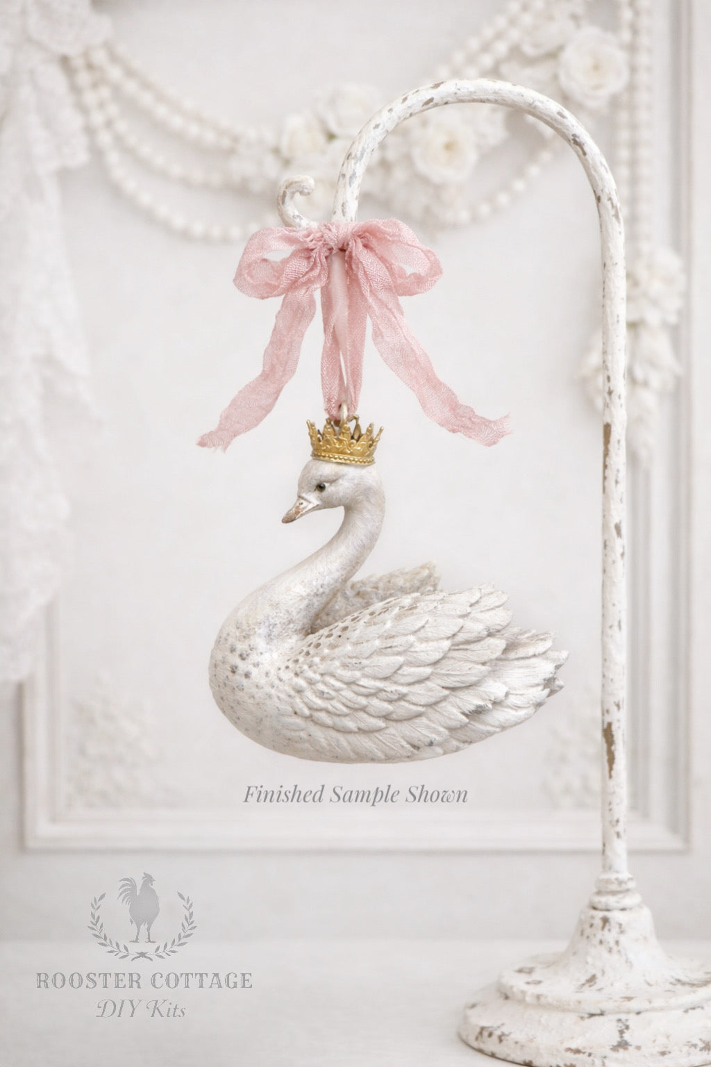 DIY Crowned Swan Ornament Kit / Set of 3 (Unfinished)