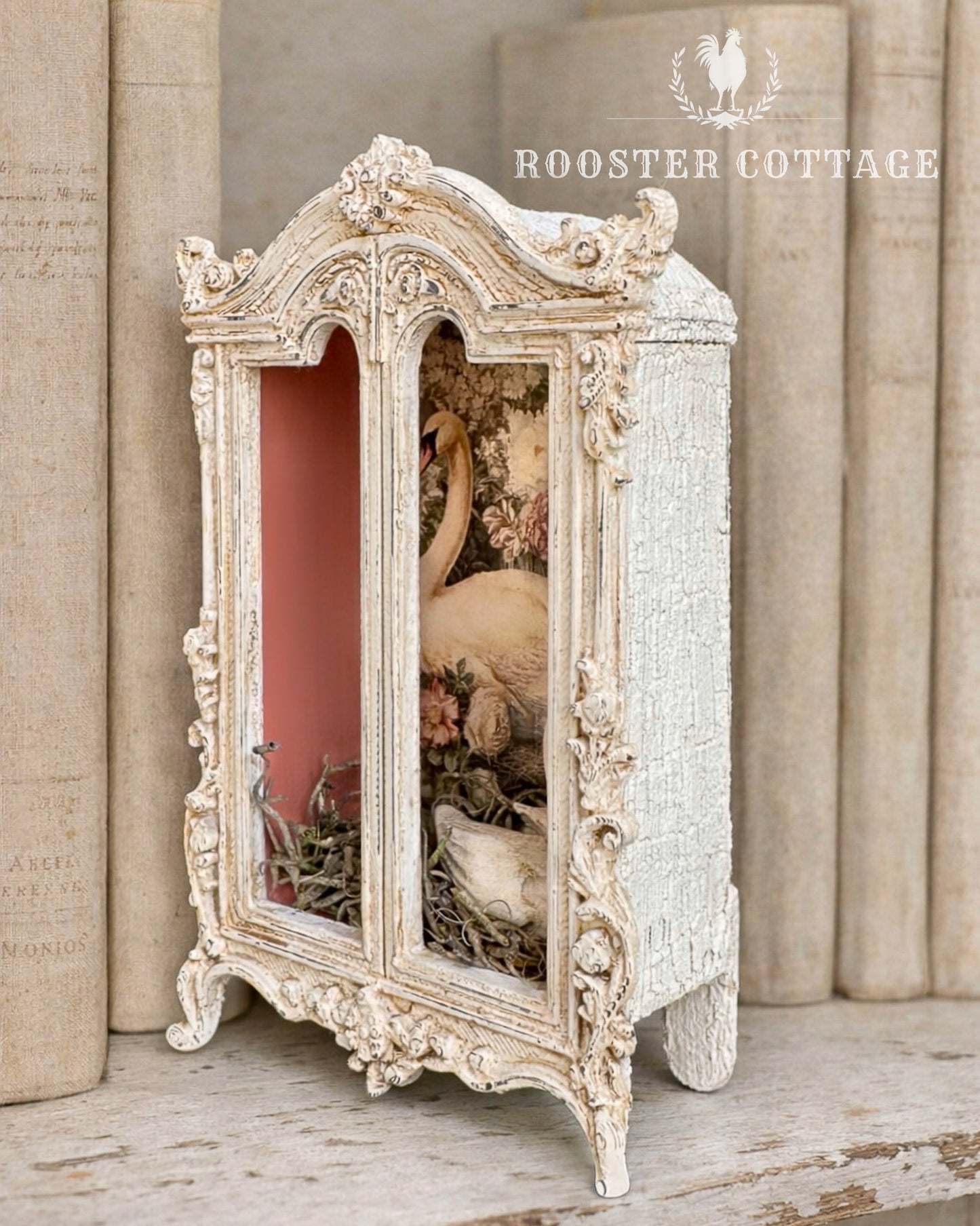 The Swan Garden Armoire – Illuminated Miniature Cabinet