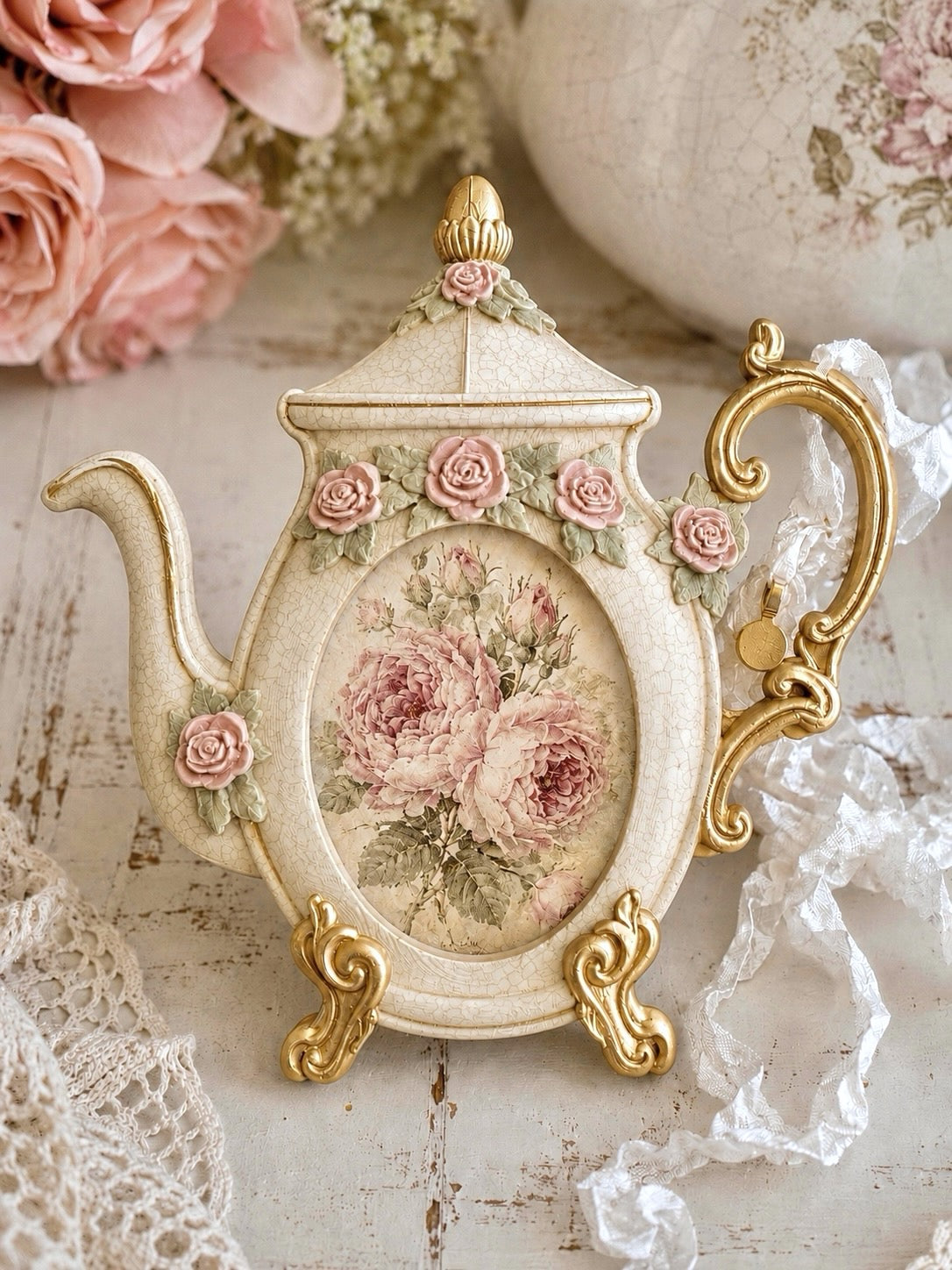 DIY French Manor Teapot Frame Ornament Kit (Unfinished)
