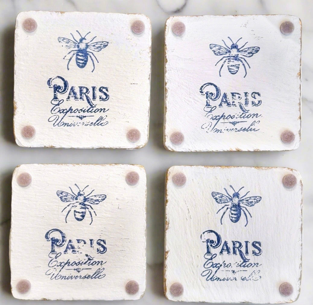 Pastoral Toile Blue & White Drink Coasters