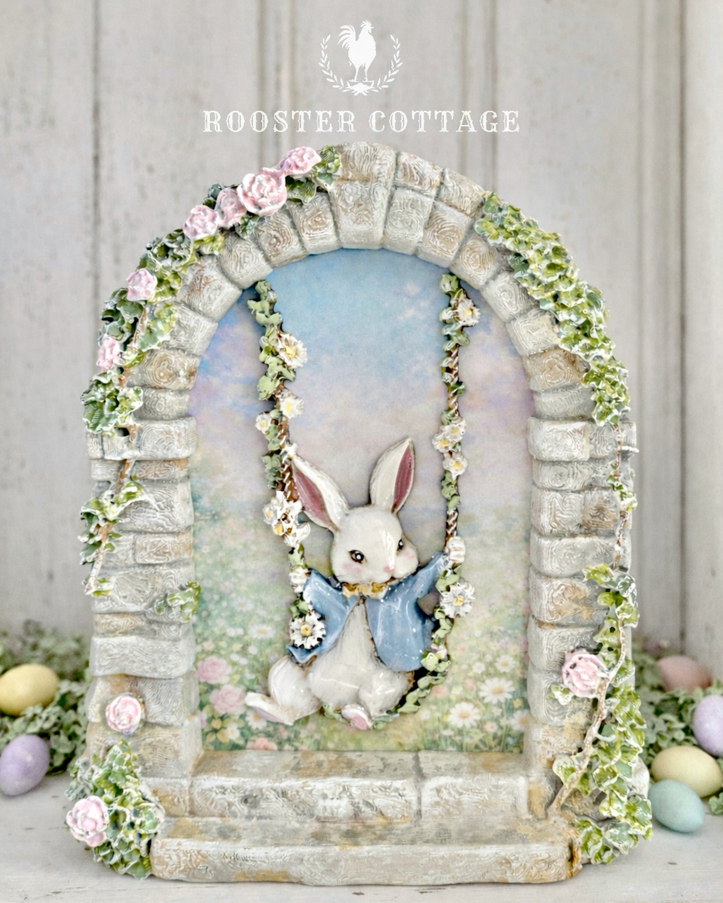 Secret Garden Bunny Swing (Finished Piece)