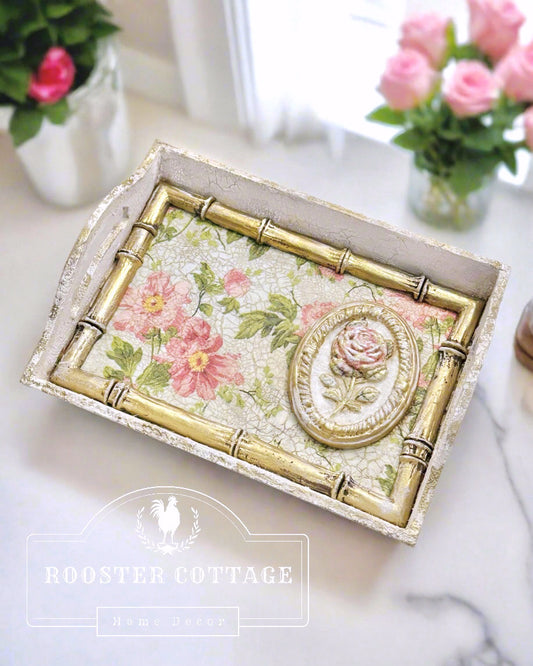 Small Wooden Floral / Bamboo Tray