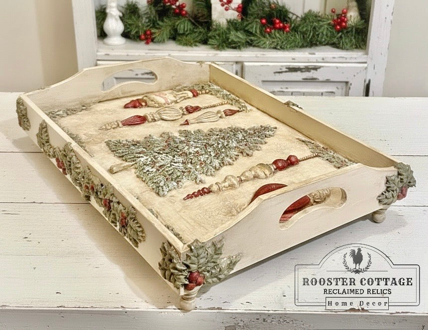 Large Victorian Ornament Christmas Decorative Tray