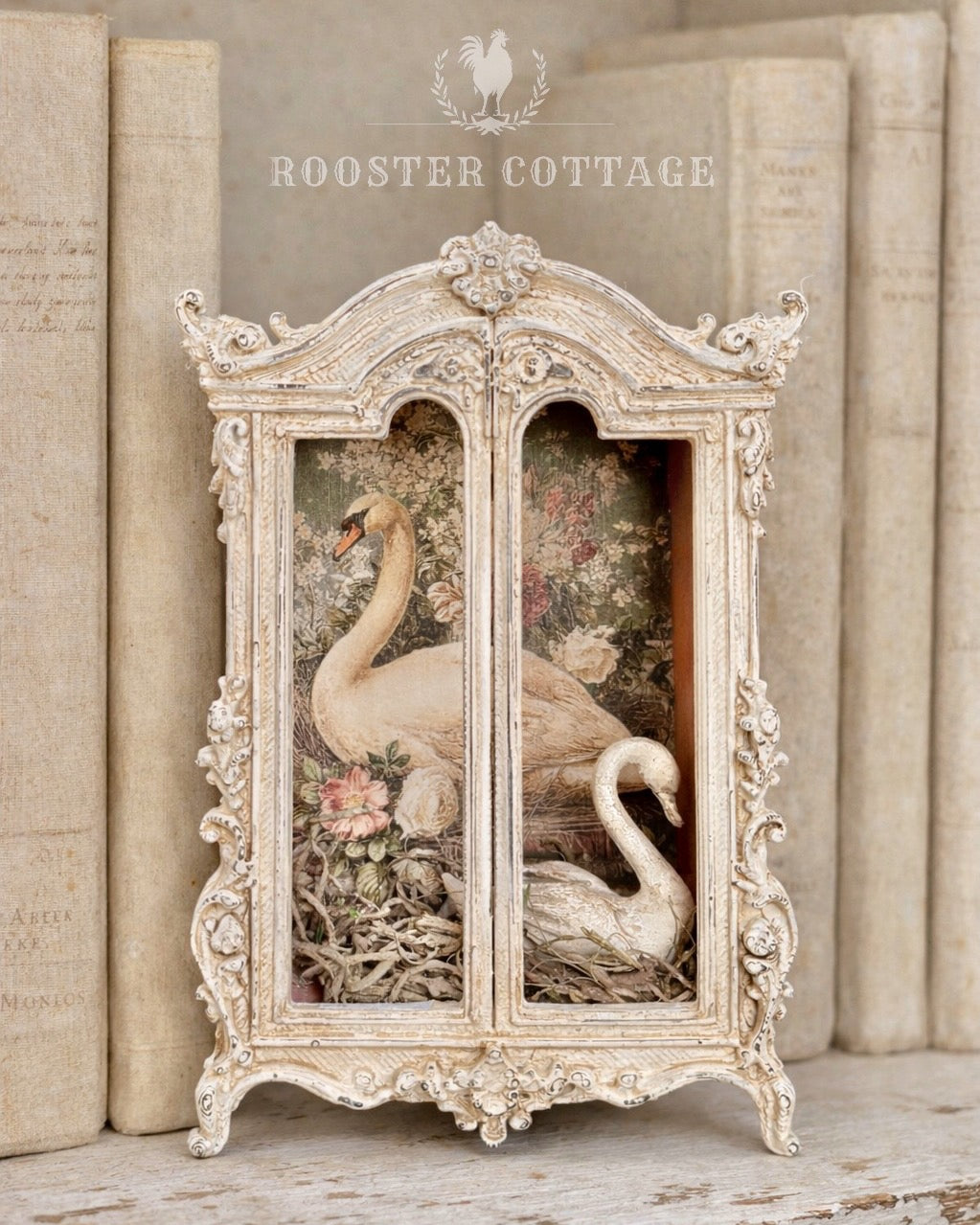 The Swan Garden Armoire – Illuminated Miniature Cabinet