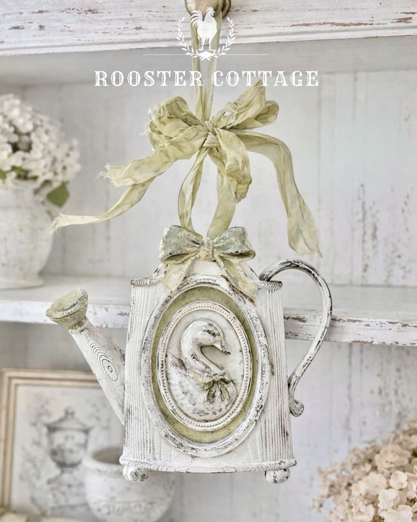 Swan Cameo Watering Can Ornament (Finished Piece)
