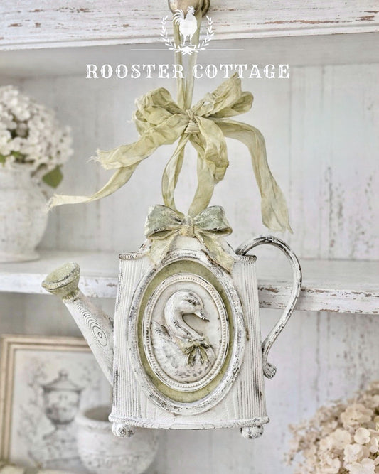 Swan Cameo Watering Can Ornament (Finished Piece)