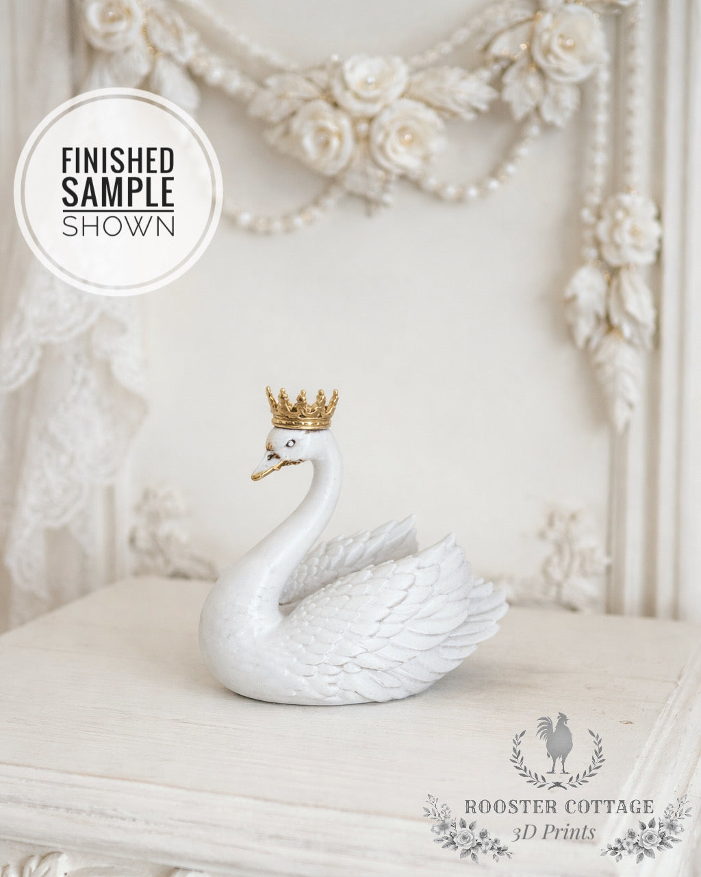 DIY Crowned Swan Figurine (3D Printed – Unfinished)